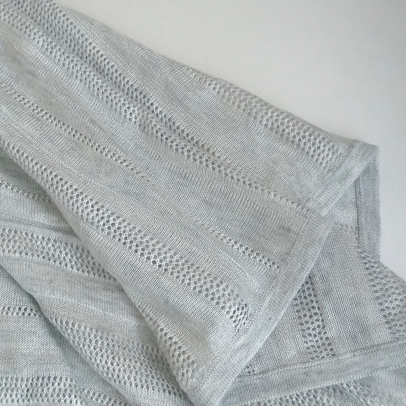 *Relisted* Calvin Klein Wrap/ Poncho Gray & Faint White Stripe Silver Threading - Picture 12 of 15